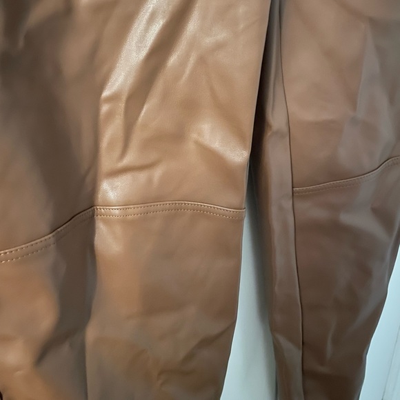 Vegan Leather Drawstring Brown Medium Pants - Picture 3 of 6